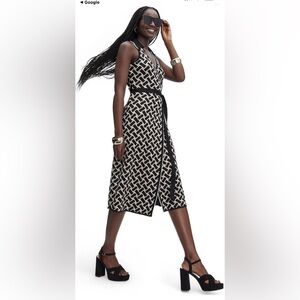 NEW Diane Von Fursternburg Collared Sleeveless Vintage Weave Wrap Dress, size XS